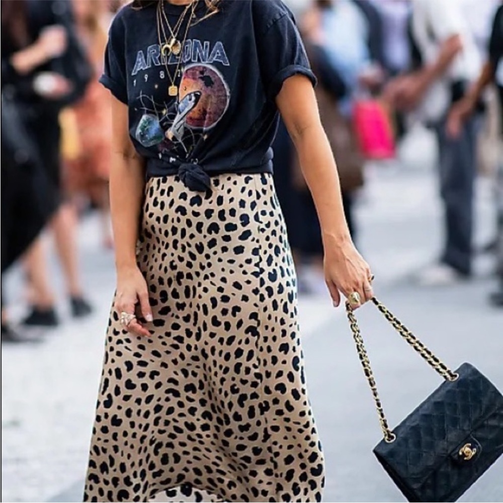 AQUA | Bloomingdales | Leopard Print Midi-Skirt (NWT)